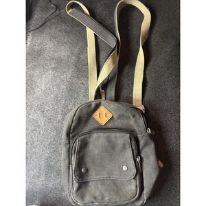 Backpack /Purse - Canvas Mini Backpack  Shoulder Bag gray